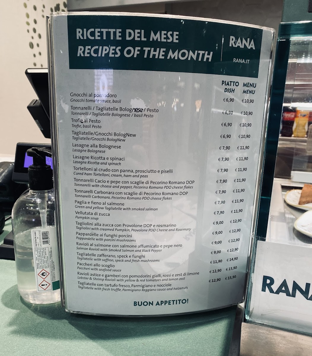 Menu Ristorante Giovanni Rana Oriocenter-1